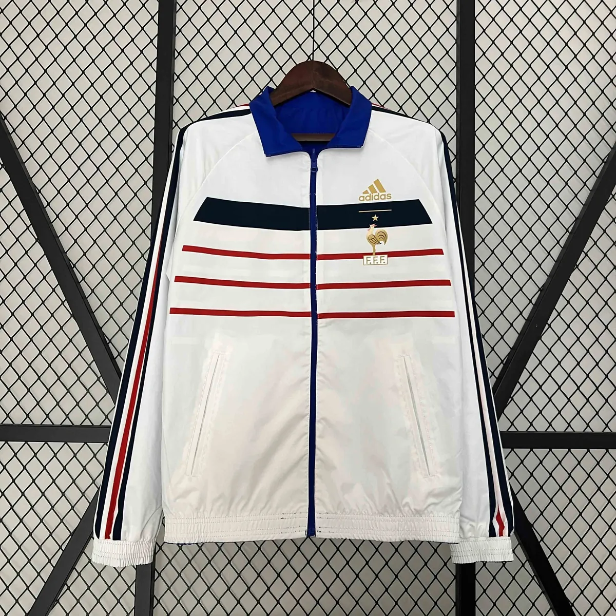 2024 France Reversible Windbreaker White&Blue Double-Sides Jacket Soccer Jerseys For Sale 4
