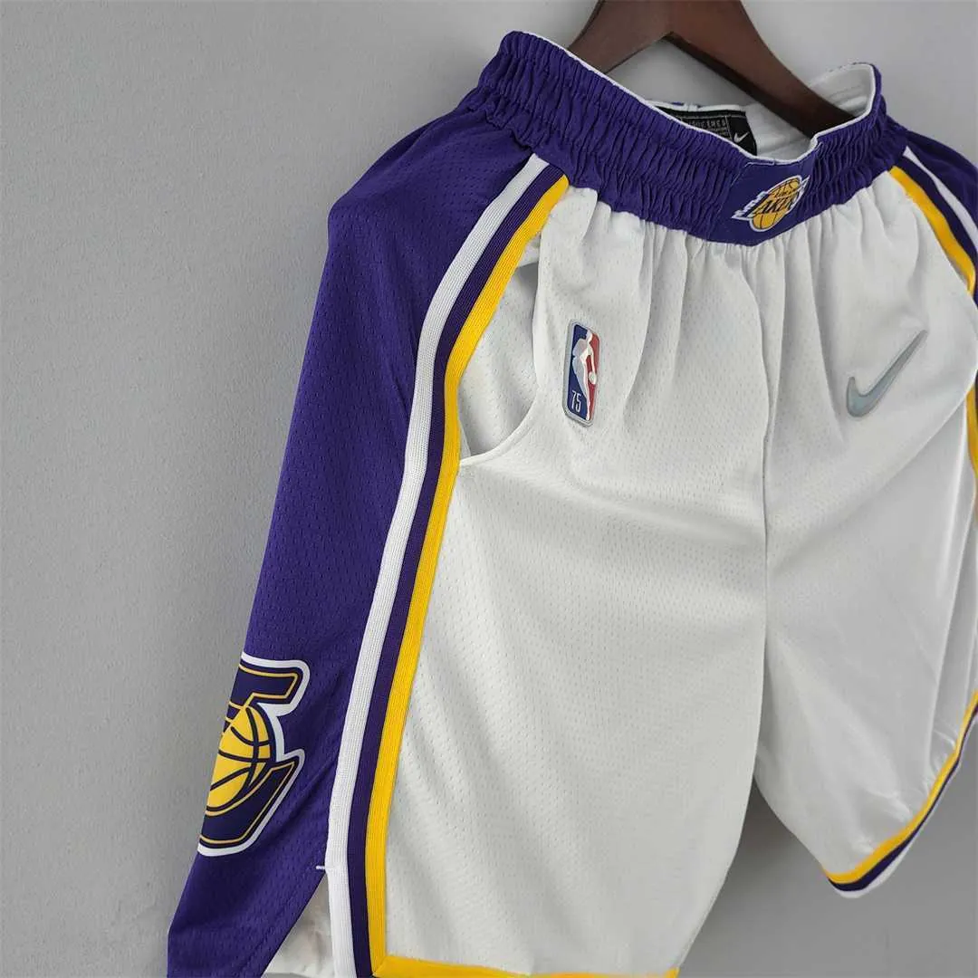 75th anniversary Los Angeles Lakers white NBA shorts 3