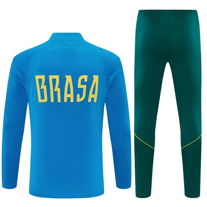 2026 Brazil Mens Kit Blue Half Pull Training Suit Yupoo 7 6