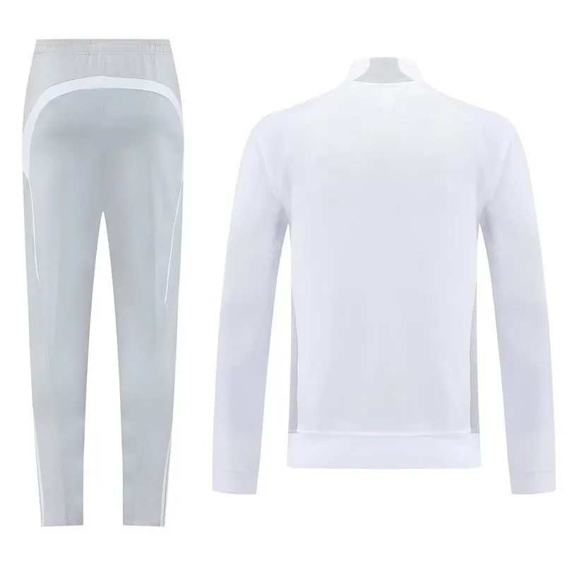 25-26 Real Madrid Grey&White Football Tracksuit Long Jacket Suits 2