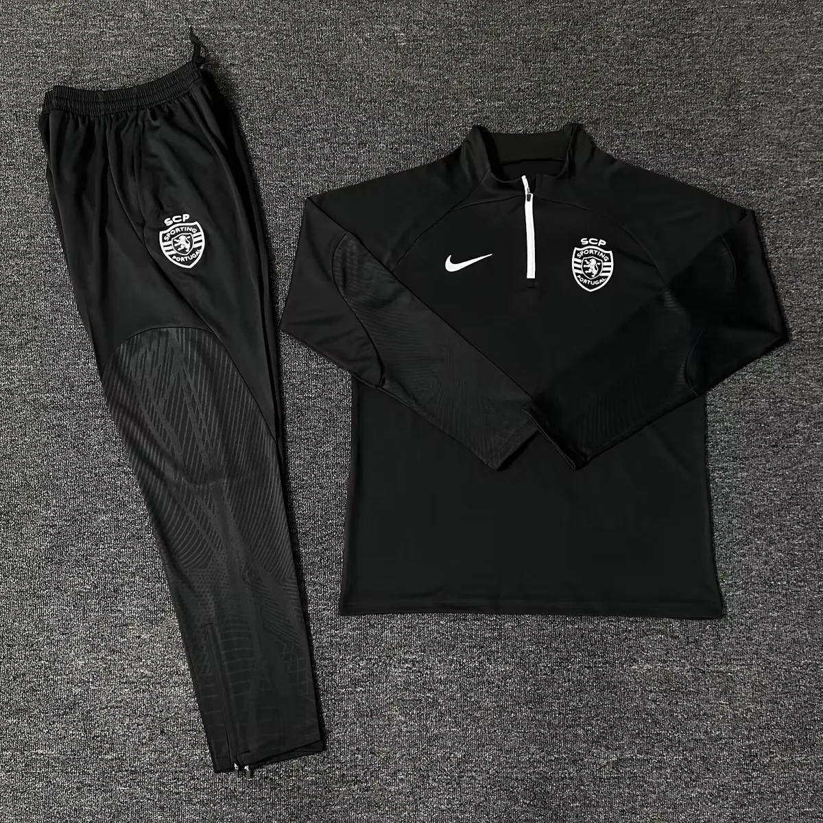 23-24 Sporting Lisbon Long Sleeve Kits Black Training Suits Football Jerseys Yupoo 2
