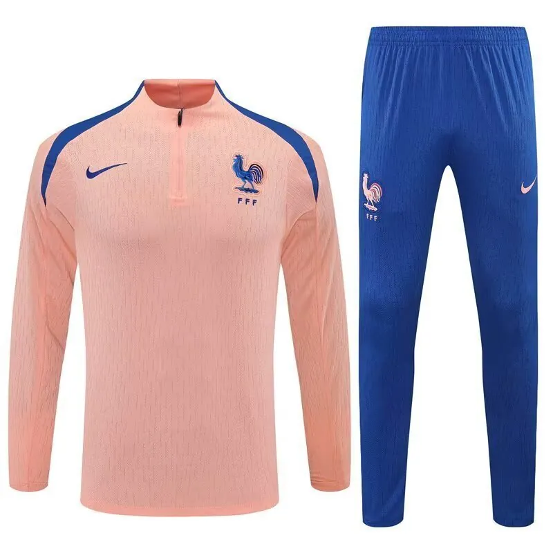 25-26 France Orange Training Kits Long Football Tracksuits 3