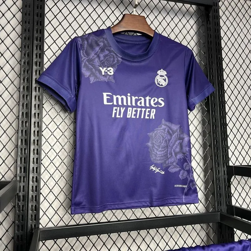 24-25 Real Madrid Y3 Kid Kits Purple Children Sets Football AAAAJersey Yupoo 4
