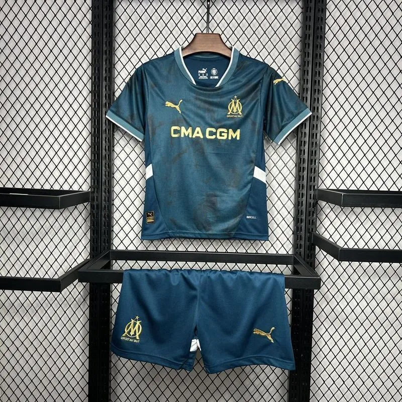 24-25 Marseille Away Kid Kits Youth Apparels Sport AAAAJersey Yupoo 8
