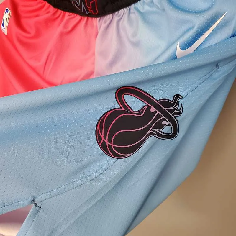 New Miami Heat Shorts City Edition Pink Blue Gradient Color 4
