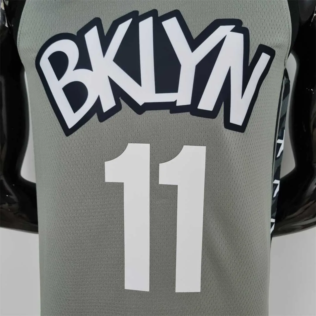 75th Anniversary Irving #11 Brooklyn Nets City Edition Gray NBA Jersey 2