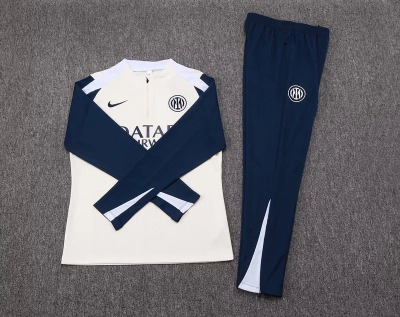 25-26 Inter Milan Beige&Navy Training Kits Long Football Tracksuits 1