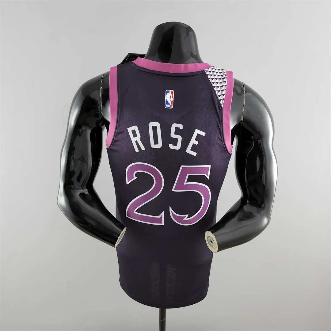 Minnesota Timberwolves ROSE#25 Black and Purple NBA Jersey 1