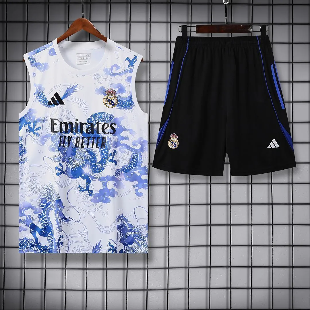 25-26 Real Madrid Blue Dragon Training Kits Football Vest Suits 5