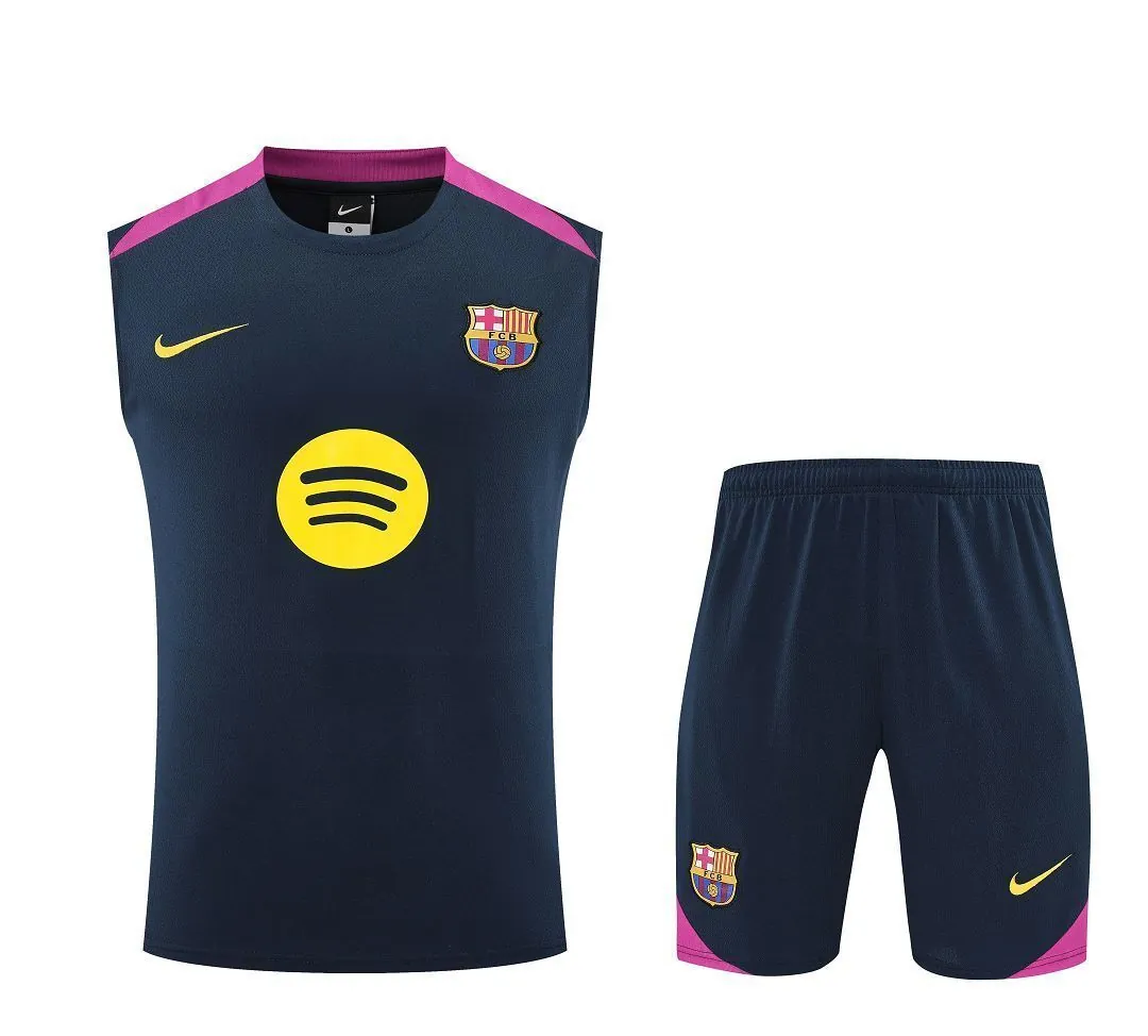 25-26 Barcelona Navy Training Kits Football Vest Suits 3
