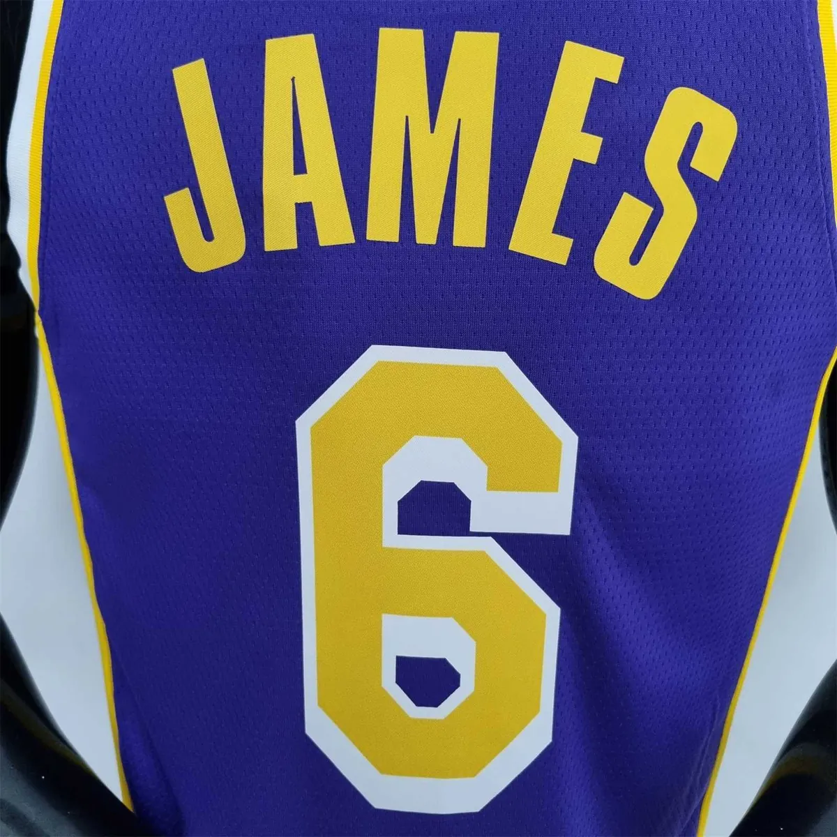 75th Anniversary James #6 Los Angeles Lakers Jordan Purple NBA Jersey 7