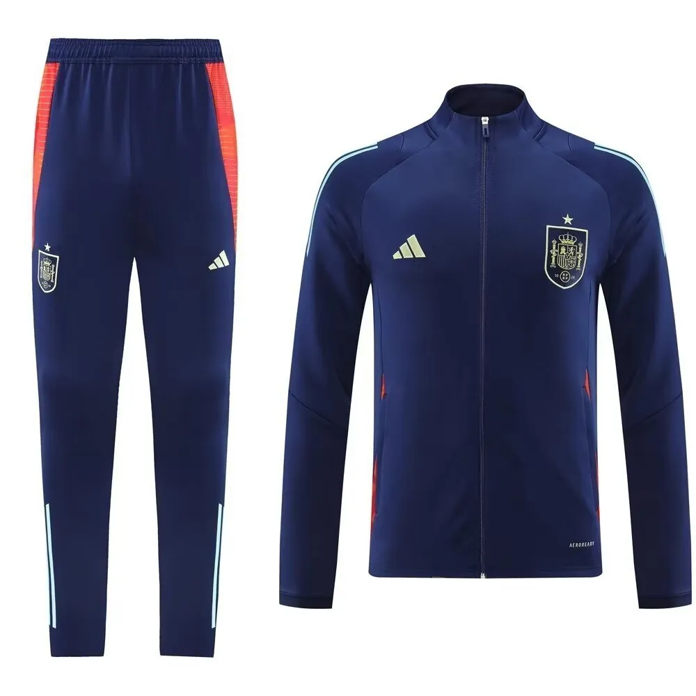2024 Spain Long Sleeve Kits Navy Jacket Suits Soccer Jerseys Yupoo 3