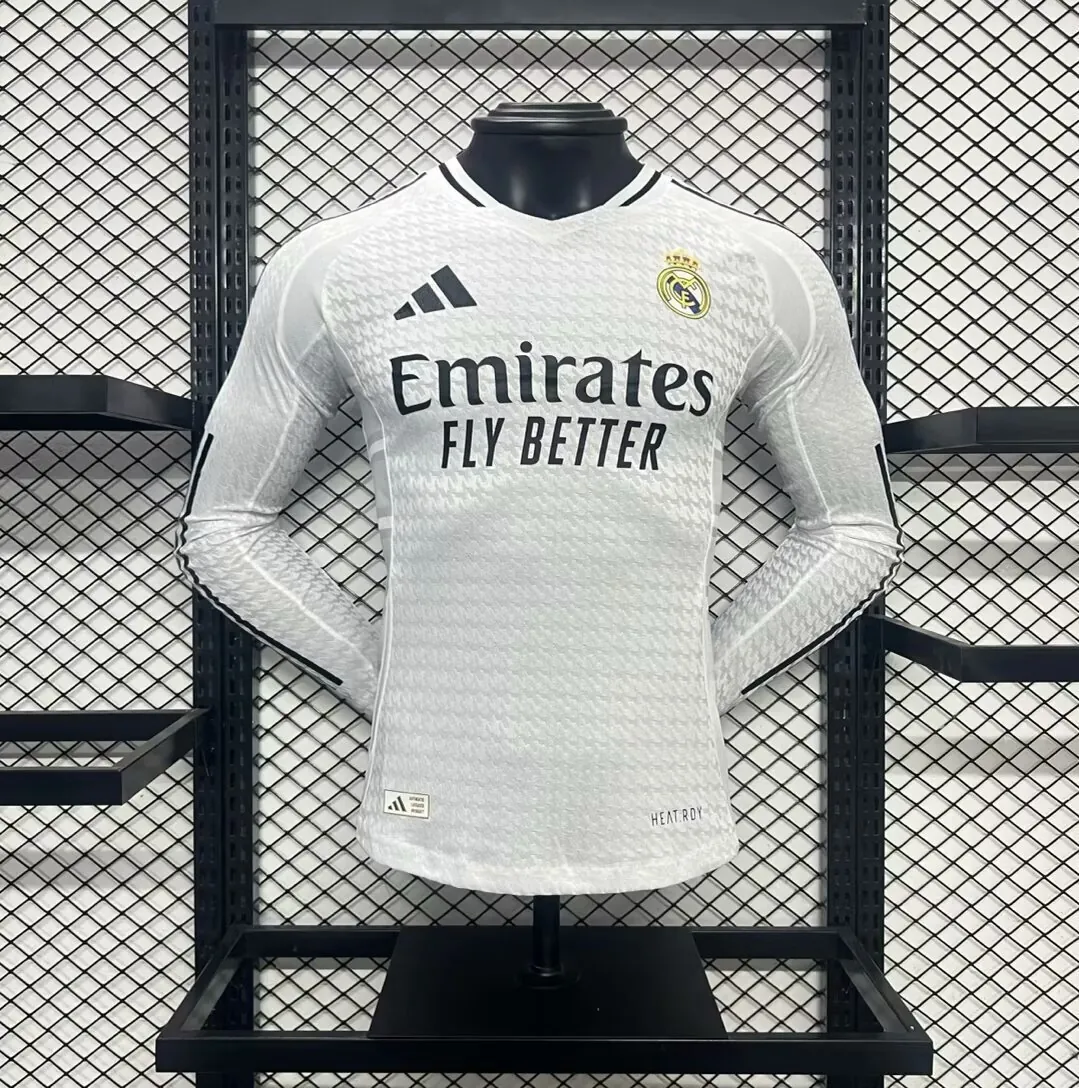 24-25 Real Madrid Home Long Sleeve Kit Player Version Shirt Best Wholesale Yupoo 3