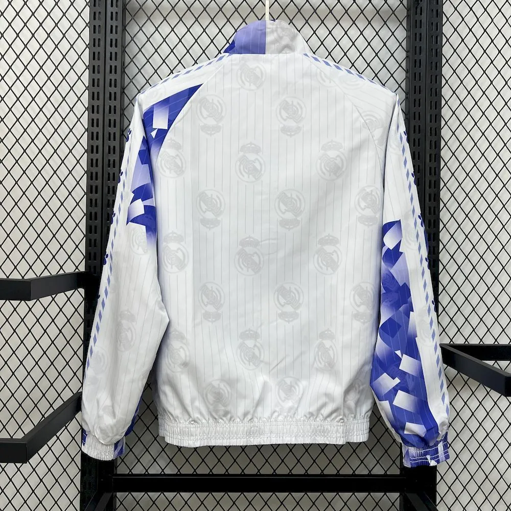 25-26 Real Madrid White&Blue Trench Coat Reversible Windbreaker Double-Sides Jacket 2