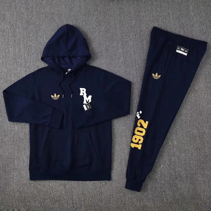 25-26 Real Madrid Navy Hoodies Tracksuit Long Jacket Suits 1