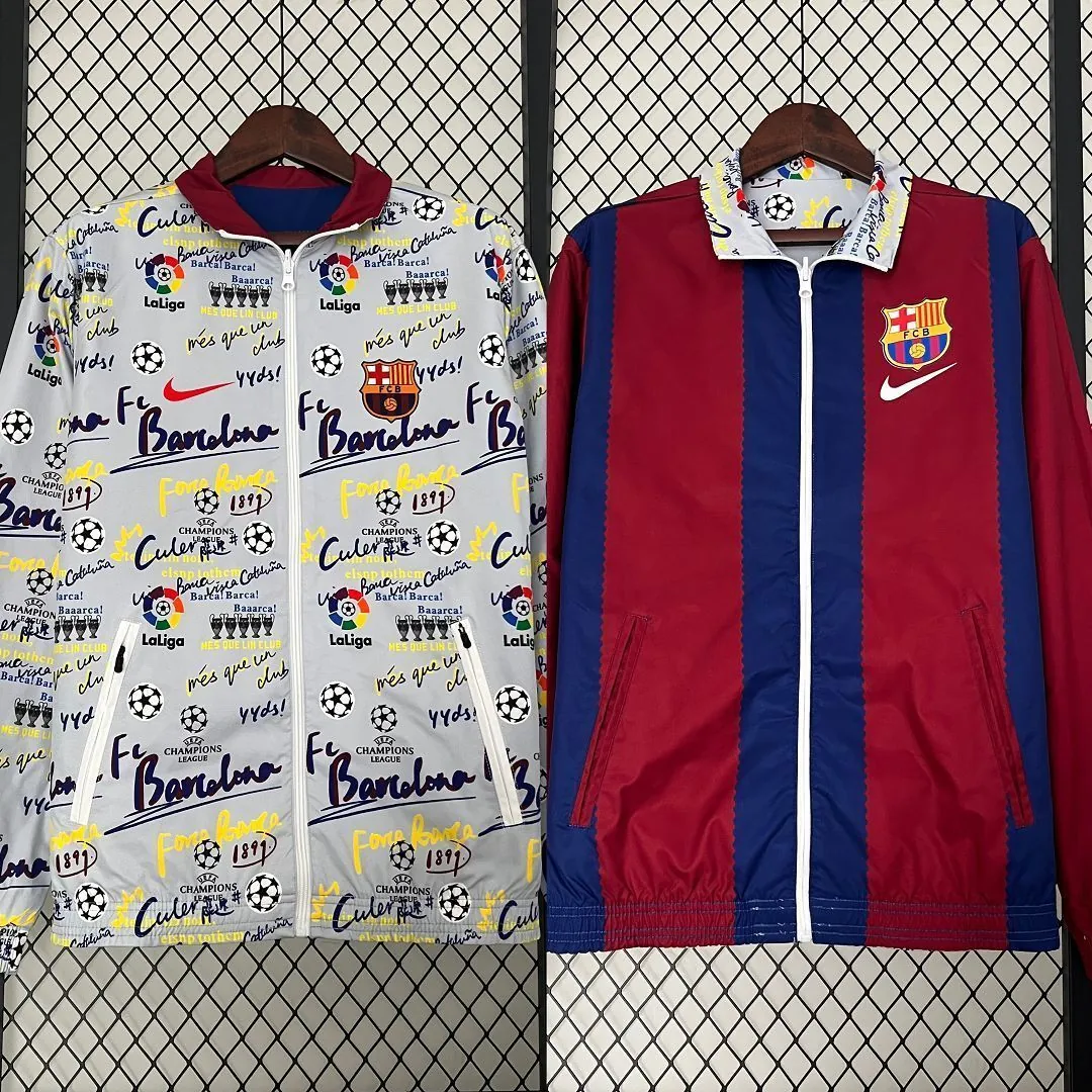23-24 Barcelona Reversible Windbreaker Red&White Double-Sides Jacket Best Jerseys Yupoo 13