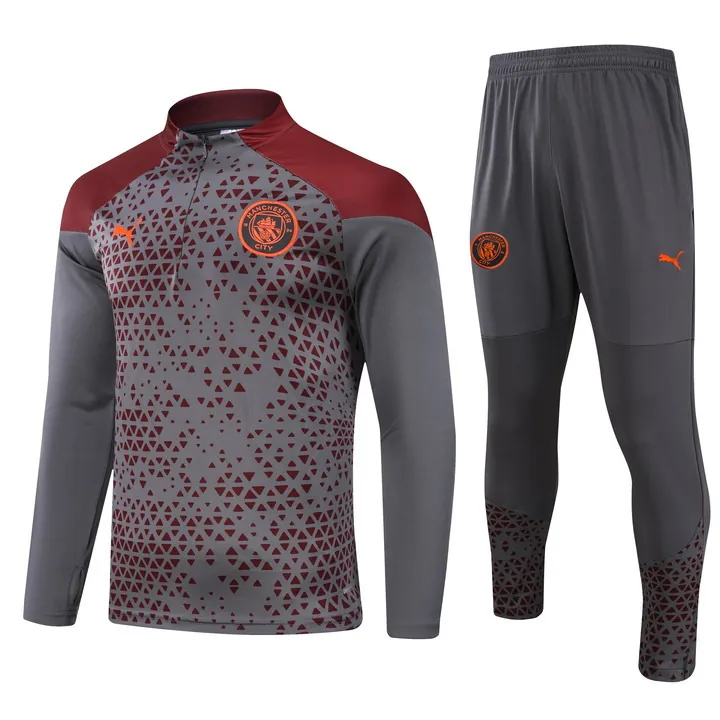 23-24 Manchester City Long Sleeve Kits Gray Training Suits Cheap Jerseys Yupoo 3
