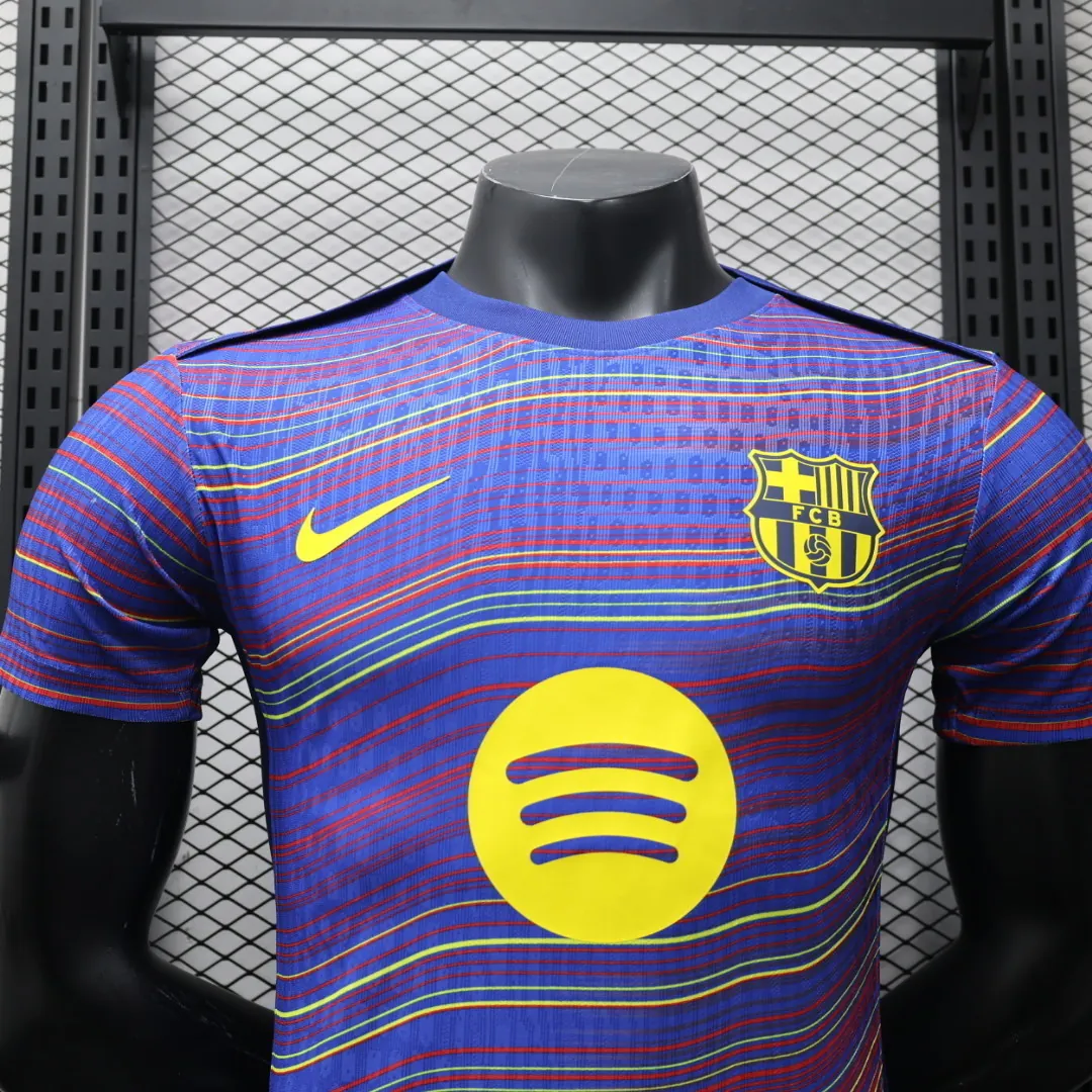 25-26 Barcelona Pre-Match Kit Player Version Striped Shirt Soccer AAAAJersey Yupoo 2