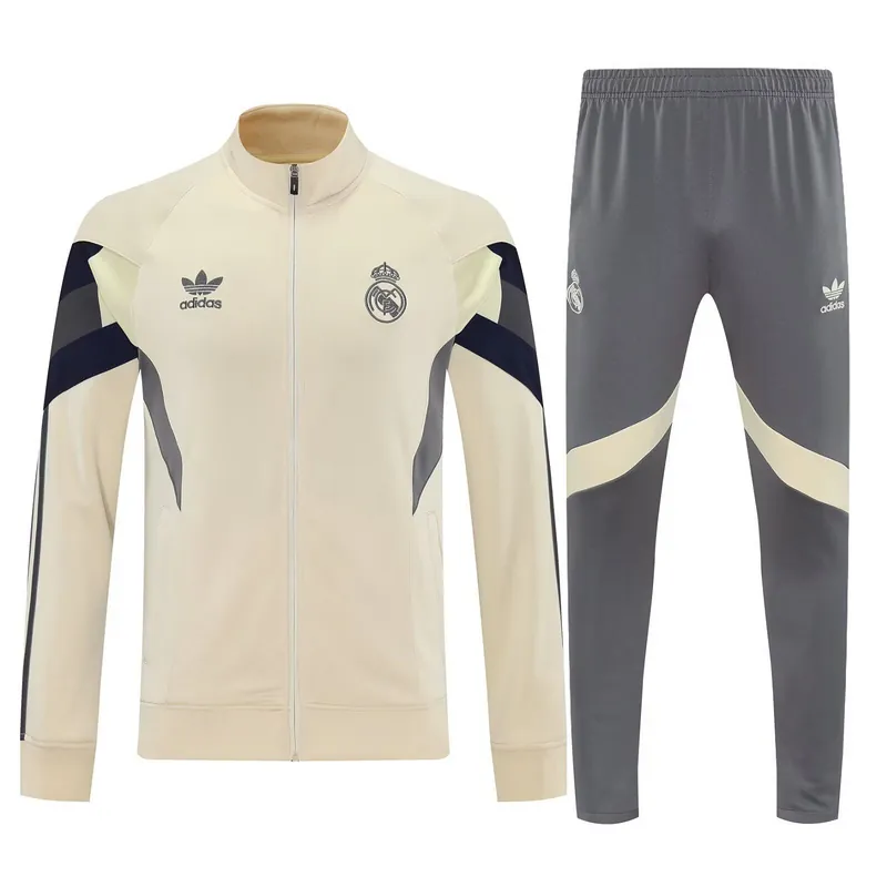 25-26 Real Madrid Yellow Football Tracksuits Long Jacket Suits 3