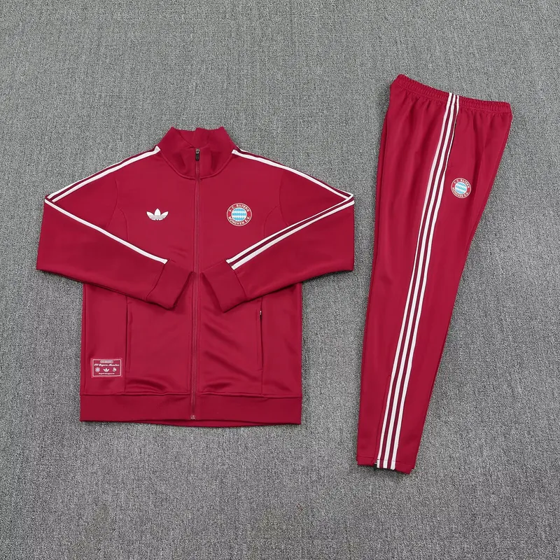 25-26 Bayern Munich Red Football Tracksuits Long Jacket Suits 1