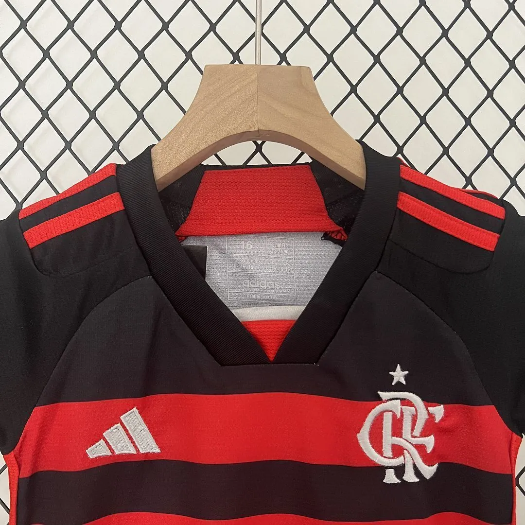 24-25 Flamengo Home Kid Kits Children Sets Football AAAAJersey Yupoo 7