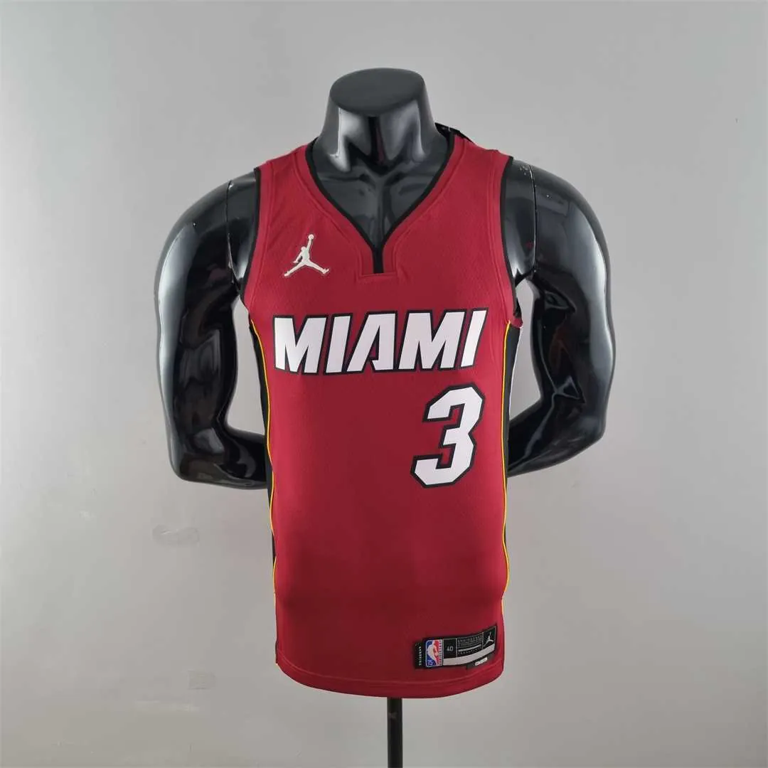 75th Anniversary Miami Heat Jordan WADE #3 Burgundy NBA Jersey 10