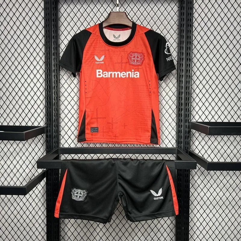 24-25 Bayer 04 Leverkusen Home Kid Kits Youth Apparels Football AAAAJersey Yupoo 7