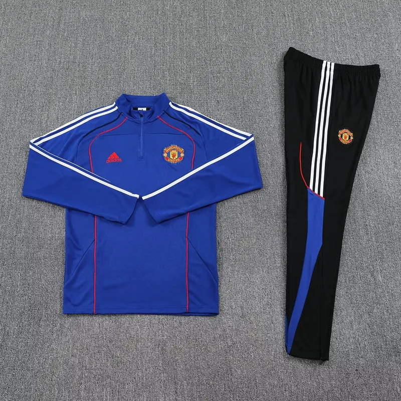 25-26 Manchester United Blue Training Kits Long Football Tracksuits 1