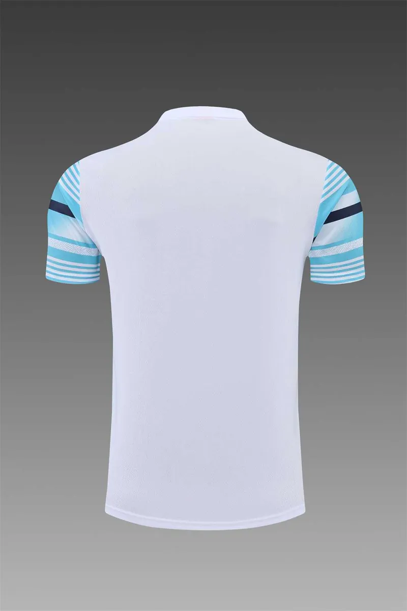 22-23 Manchester City Training Wear Short Sleeve Kit White and Blue Colorblock 3