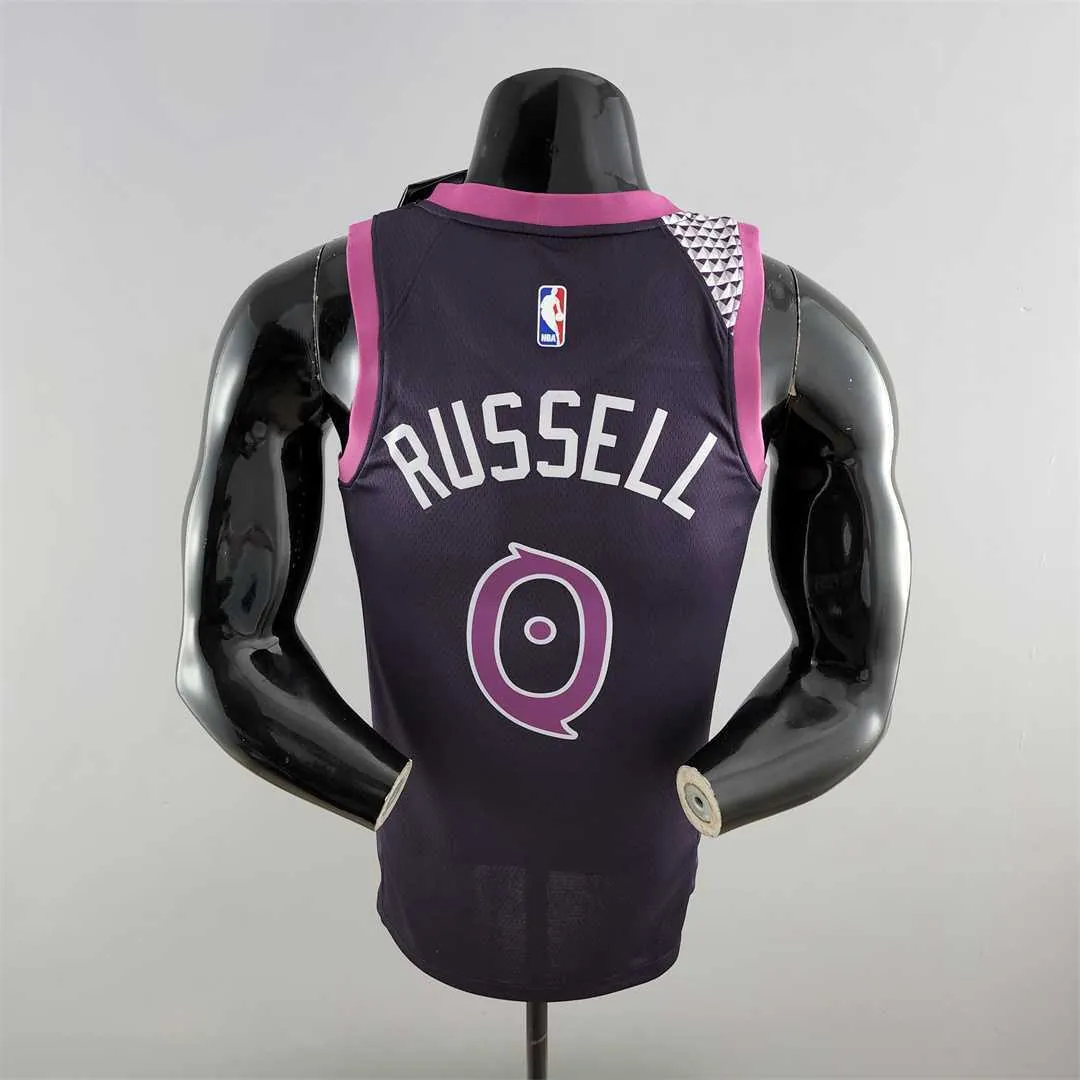 Minnesota Timberwolves RUSSELL#0 Black and Purple NBA Jersey 1
