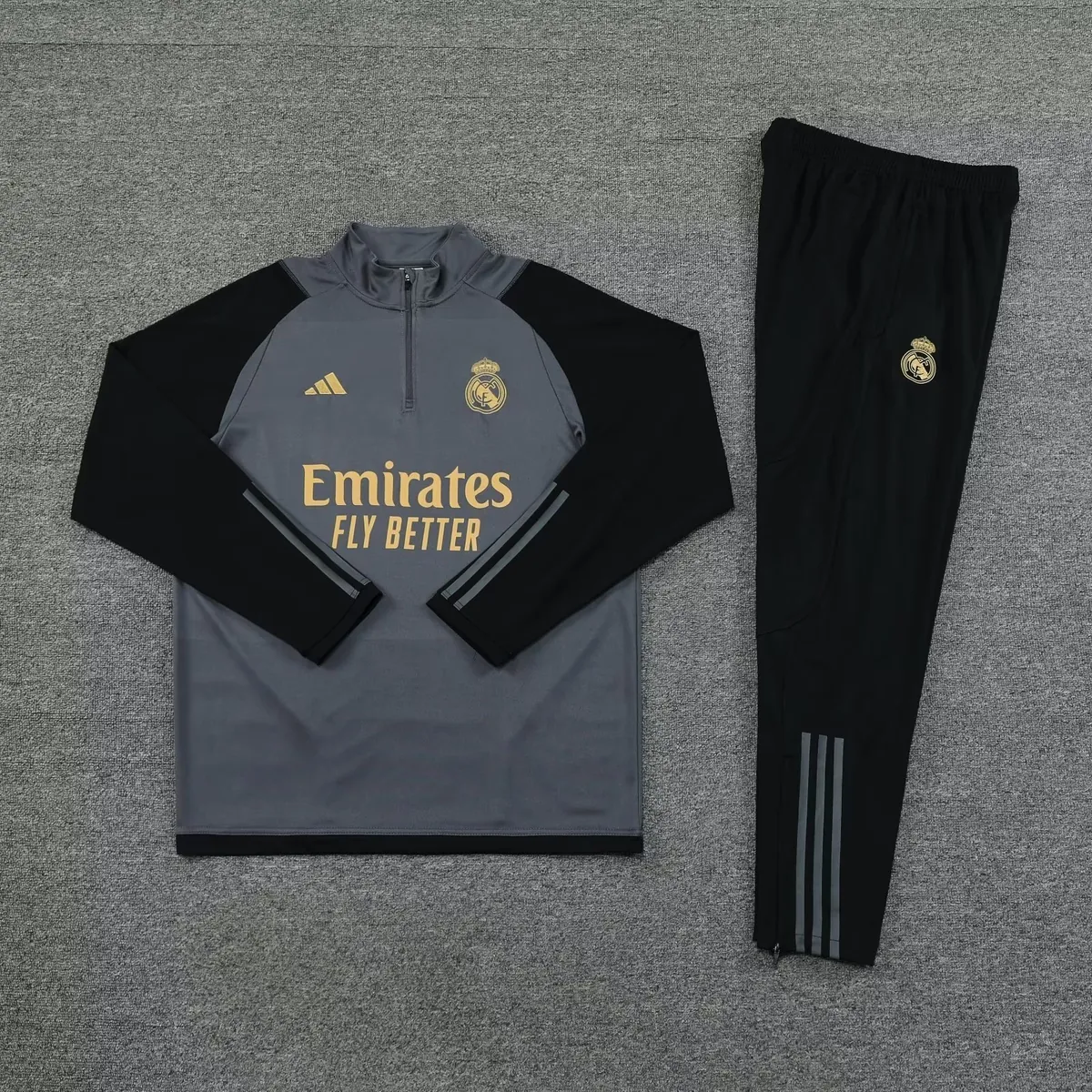 23-24 Real Madrid Long Sleeve Kits Grey Training Suits Football Jerseys Yupoo 1