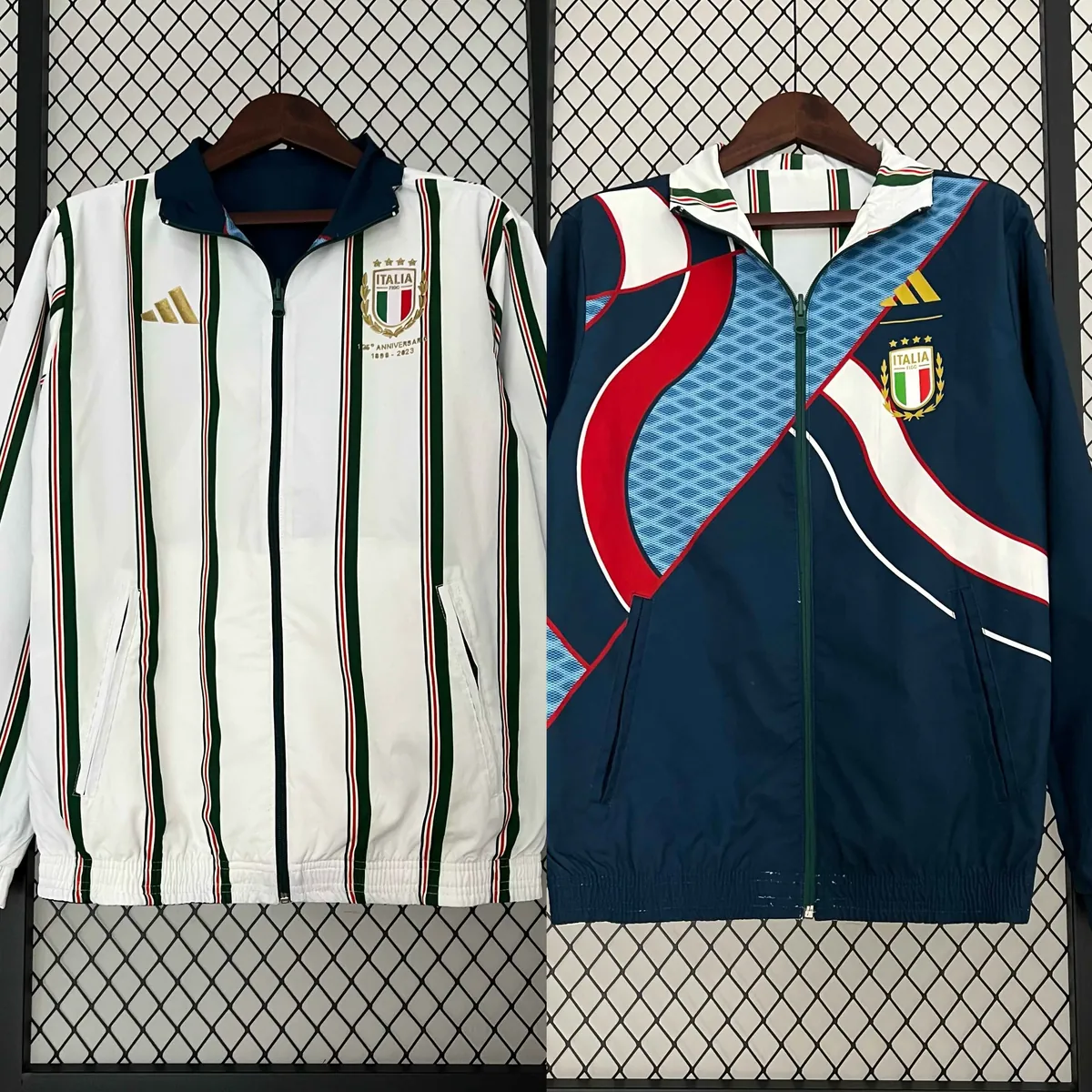 2024 Italy Reversible Windbreaker White&Blue Double-Sides Jacket Soccer Jerseys For Sale 7