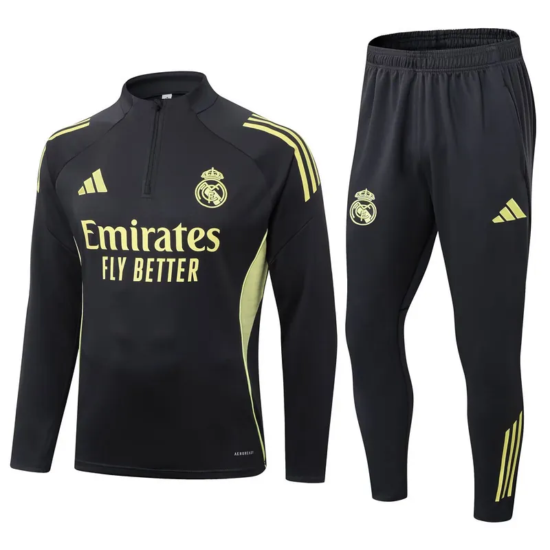 25-26 Real Madrid Training Kits Long Black Football Tracksuits 3