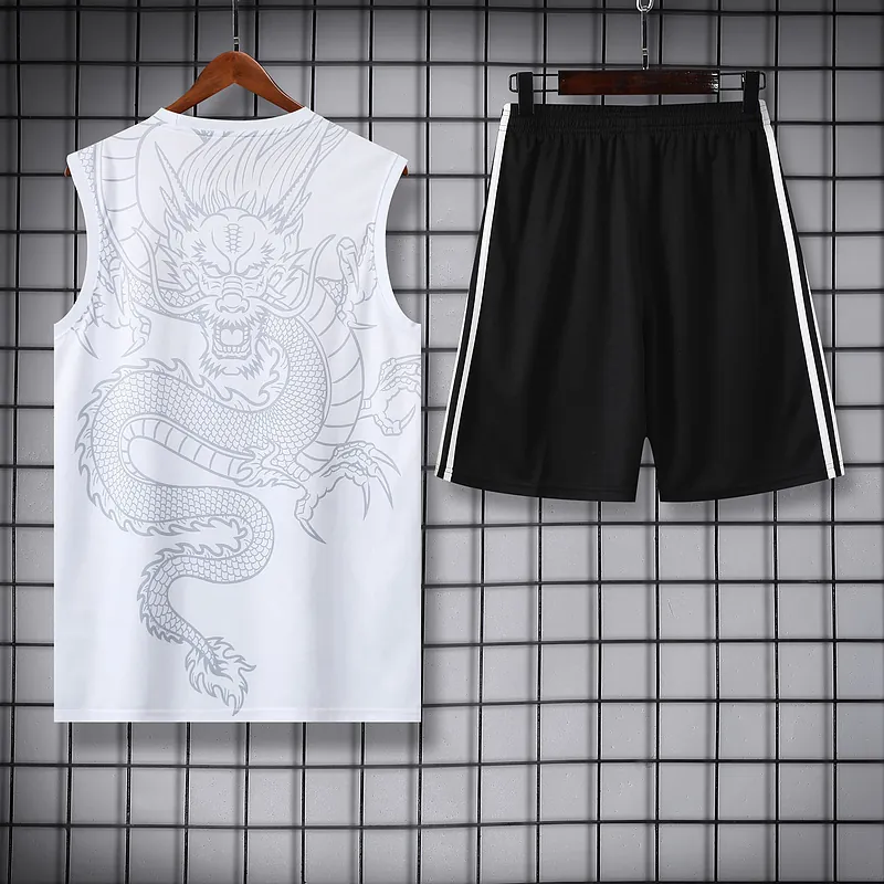 24-25 Real Madrid Dragon White Training Vest Kits(Top+Shorts) Football Replicas Yupoo 3