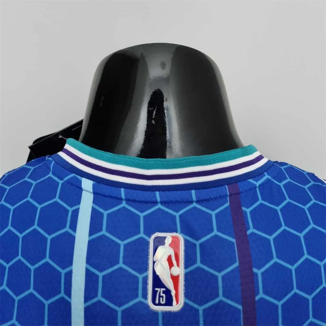 2022 BALL#1 Charlotte Hornets City Edition Blue NBA Jersey 2
