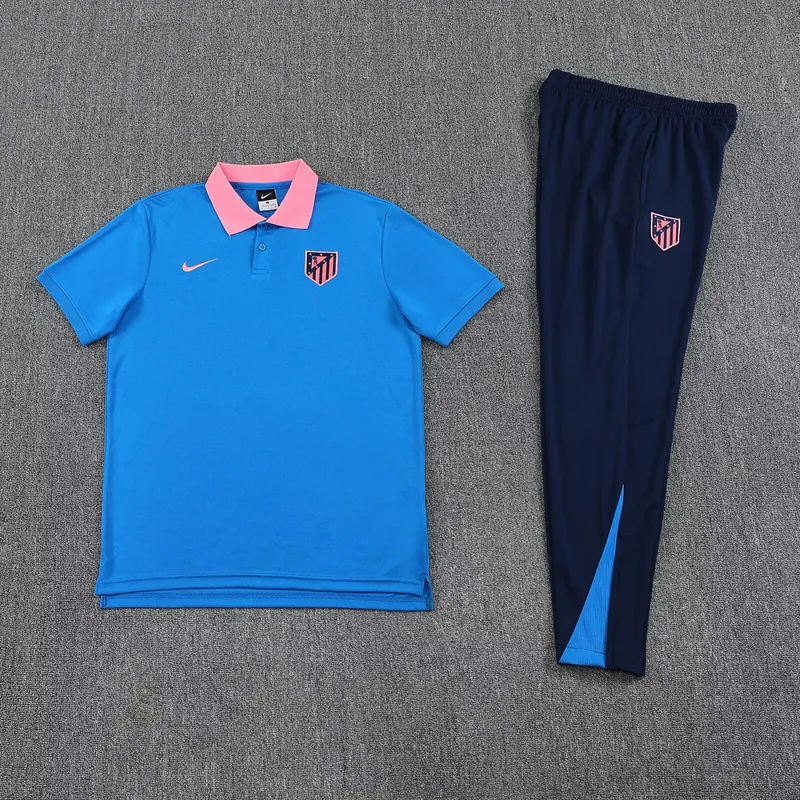 25-26 Atletico Madrid Blue POLO Training Kits Football Tracksuits 1