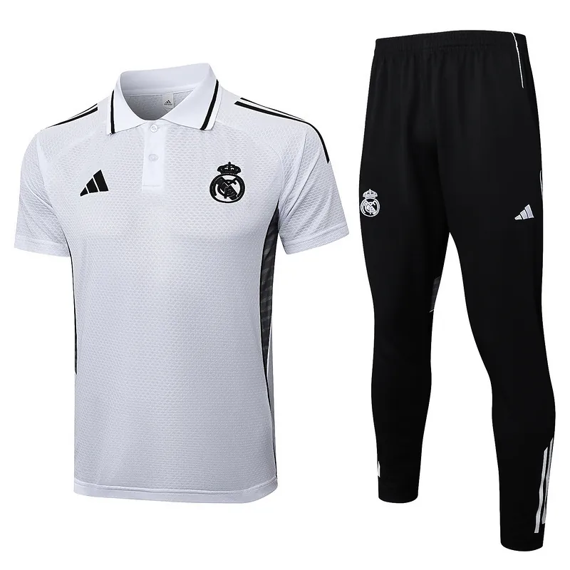 25-26 Real Madrid Polo White&Black Training Kits Football Tracksuits 9