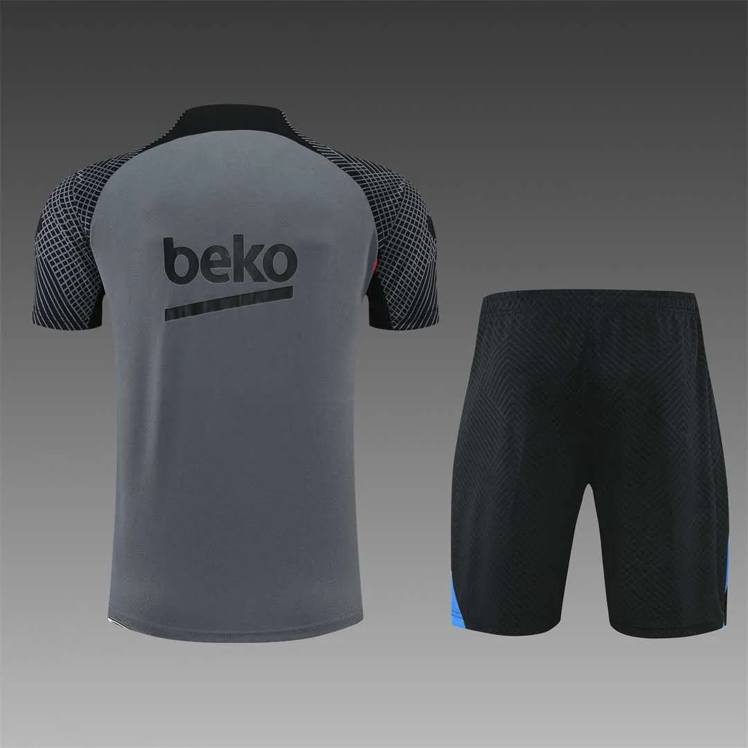 22-23 Barcelona Training Suit Short Sleeve Kit Black Grey 11