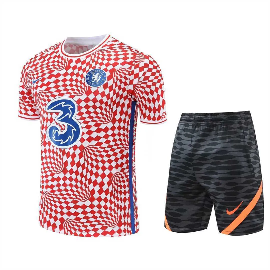22-23 Chelsea Training Suit Short Sleeve Kit Red and White 21