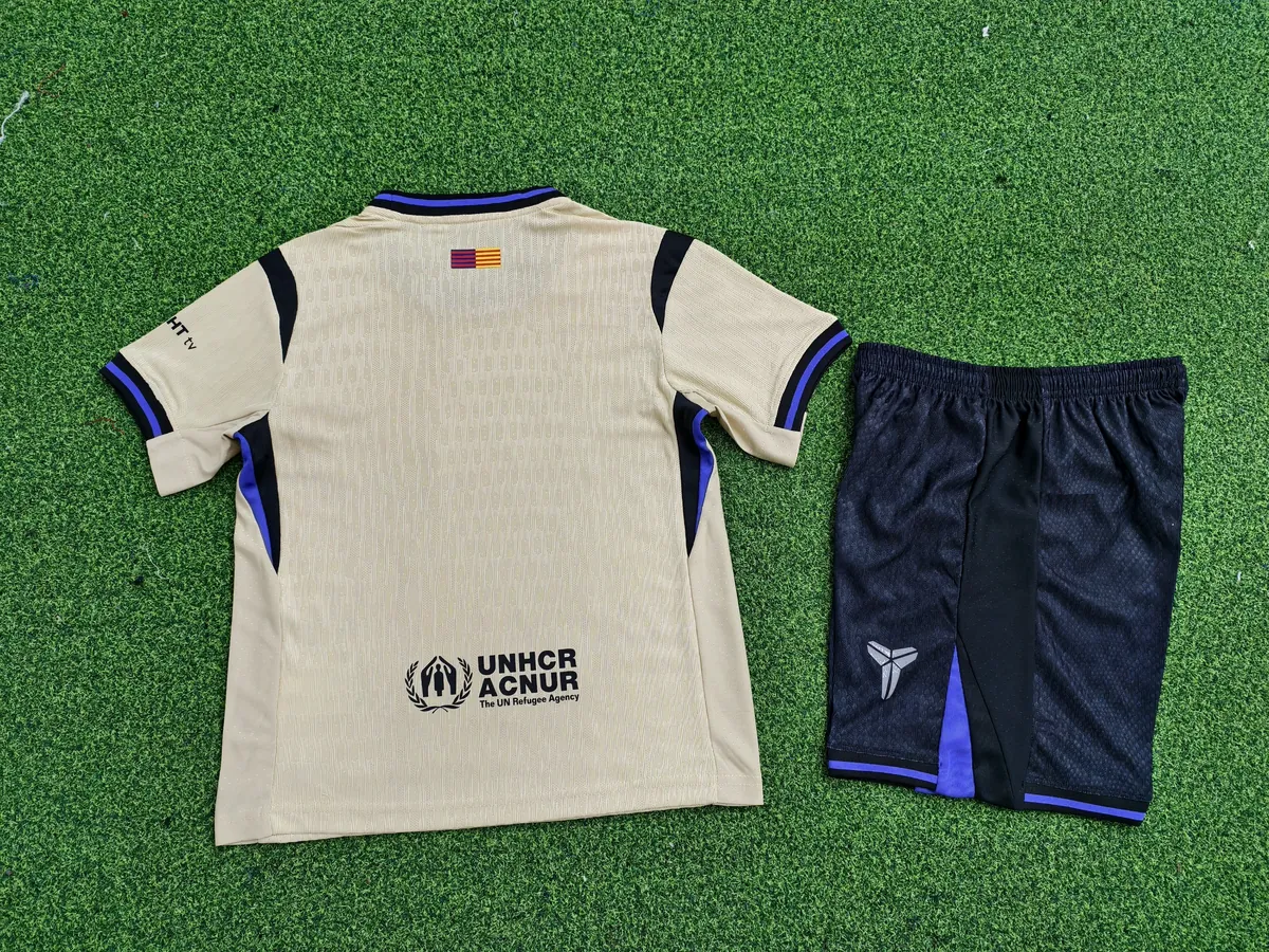 25-26 Barcelona Away Kid Kits Player Version Youth Apparels AAAAJersey Supply Yupoo 1