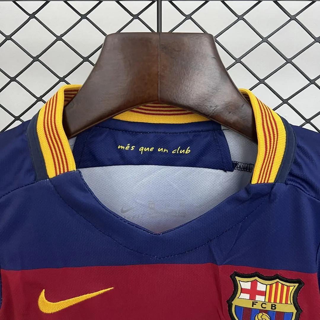 15-16 Barcelona Home Retro Kid Kits Youth Apparels Sport AAAAJersey Yupoo 9