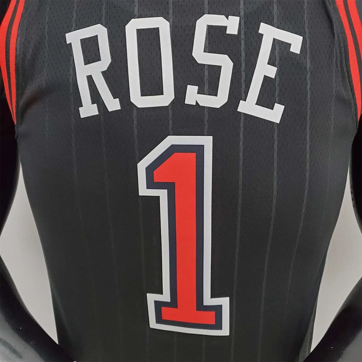 75th Anniversary Rose #1 Bulls Flyers Black NBA Jersey 2