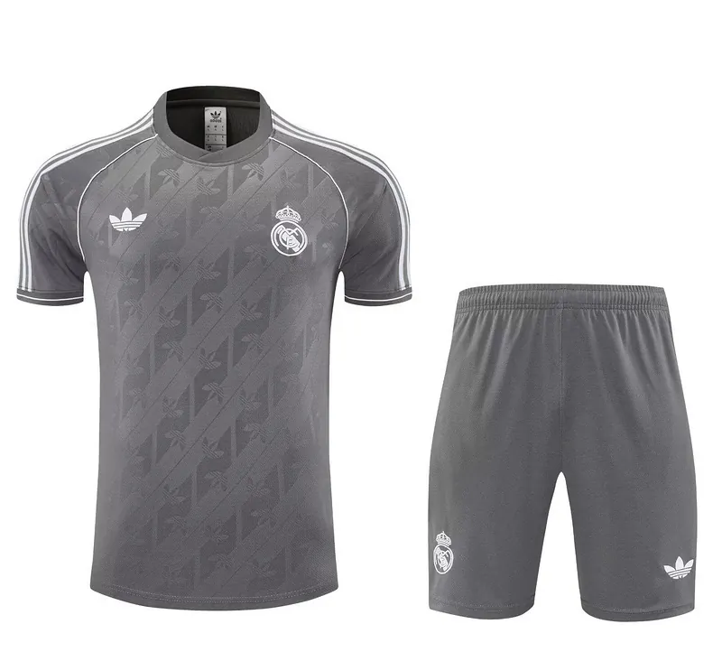 25-26 Real Madrid Grey Training Kits Football Tracksuits 3