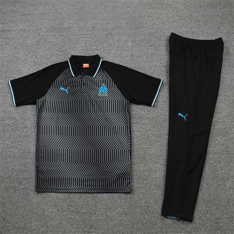 Polo Marseille black with grey-stripe 11