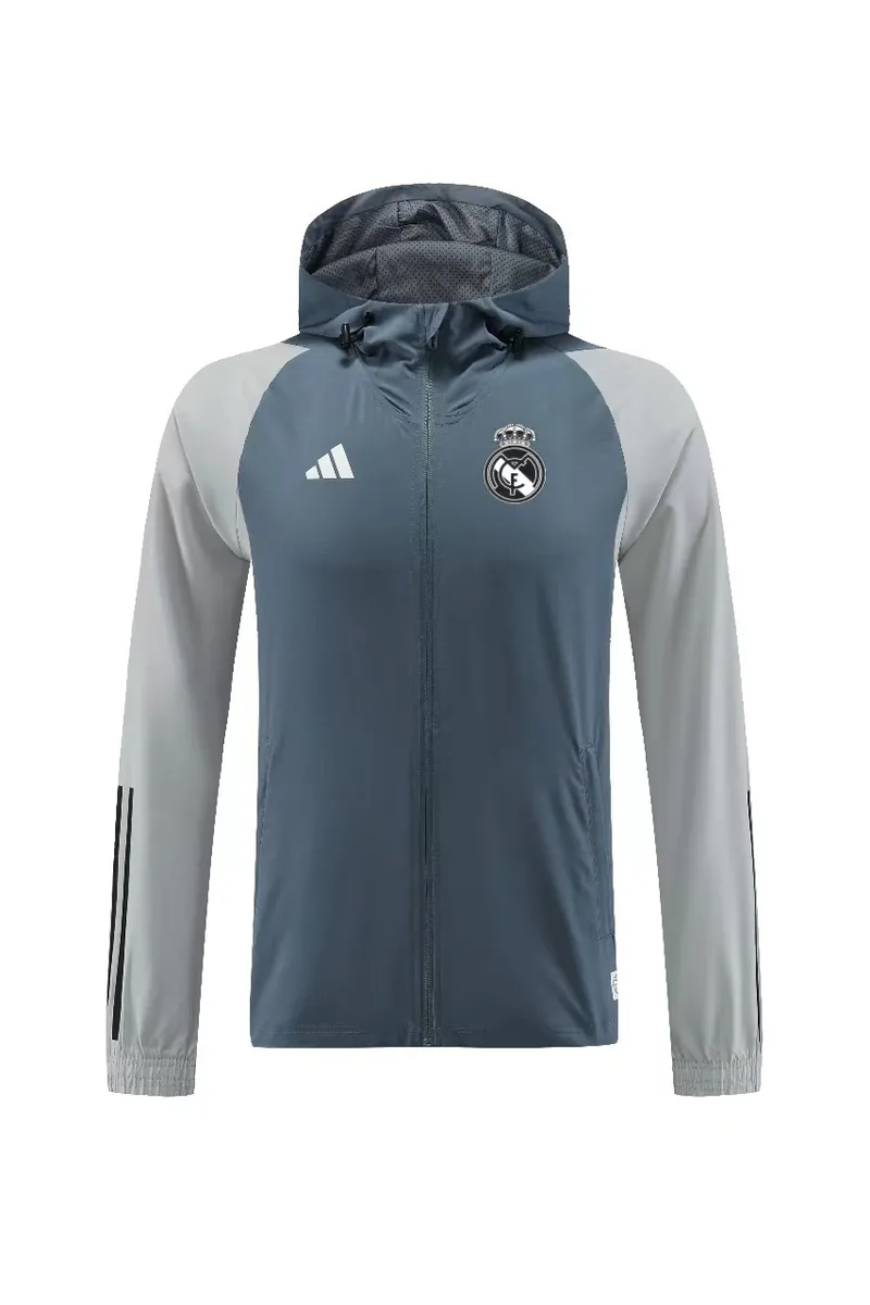 23-24 Real Madrid Hoodies Windbreaker Grey Jackets Soccer Jerseys Yupoo 2