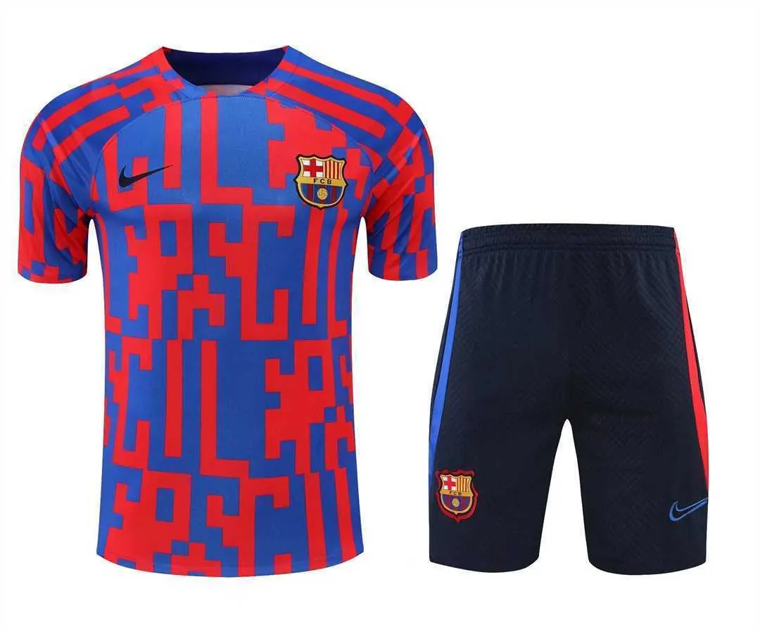 22-23 Barcelona training suit Short Sleeve kit red and blue camouflage 1