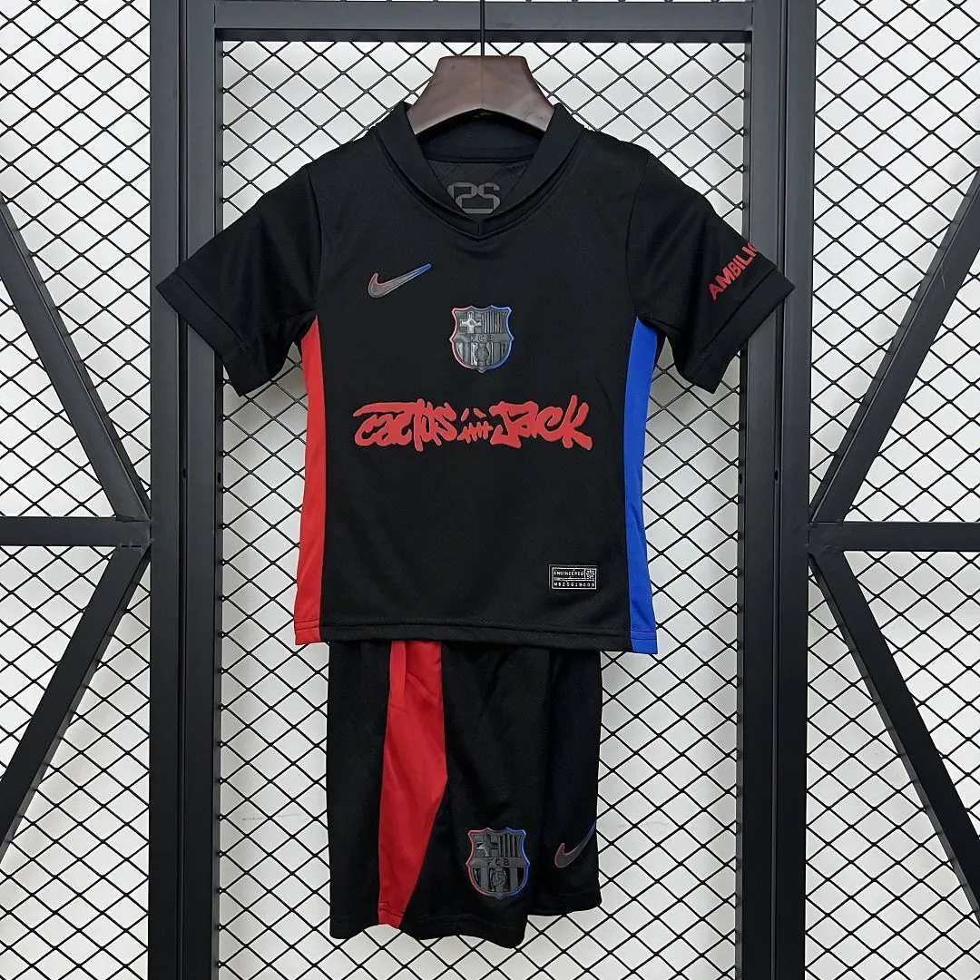 25-26 Barcelona x Travis Scott Away Kid Kits Youth Apparels AAAAJersey Wholesale Yupoo 9