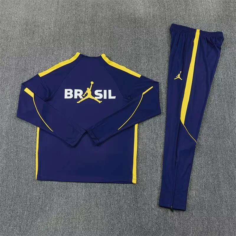 2026 Jordan Brazil Mens Kit Royal Blue Half Pull Training Suit Yupoo 7 7
