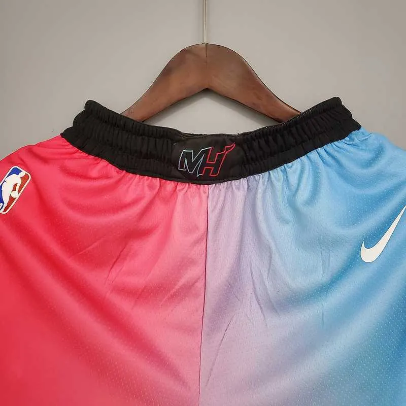 New Miami Heat Shorts City Edition Pink Blue Gradient Color 9