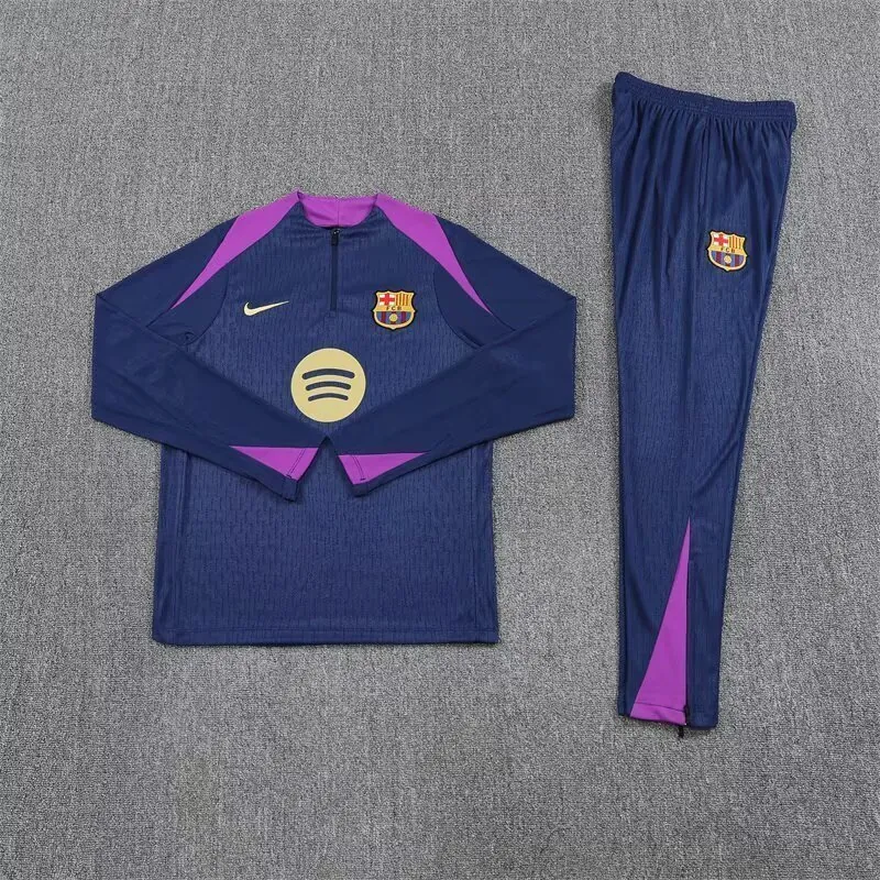 25-26 Barcelona Navy Training Kits Long Football Tracksuits-1 2